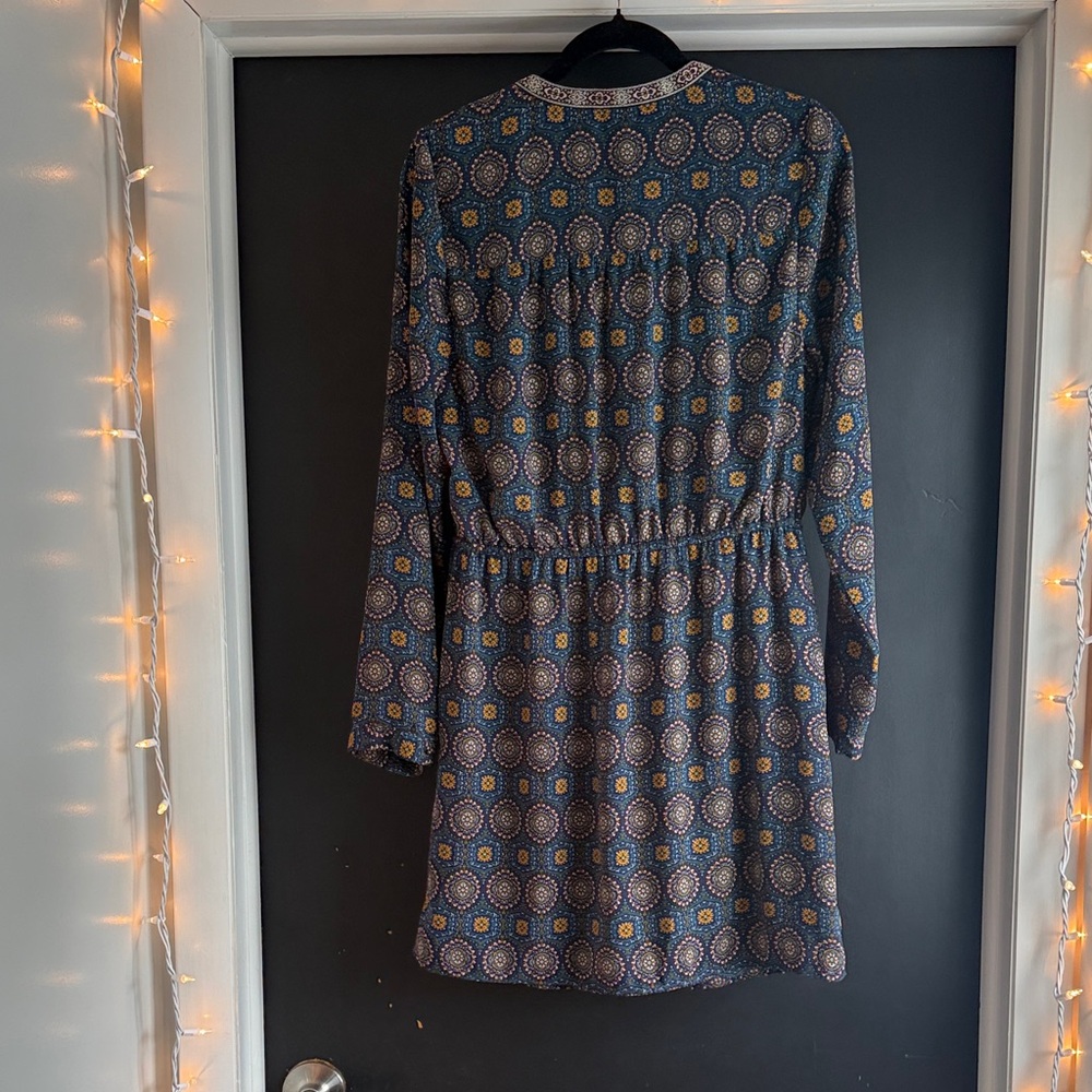Daniel Rainn Navy and Gold Long Sleeve Dress - Picture 3 of 3